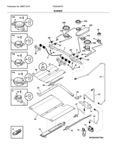 Burner Diagram and Parts List for FGGH3047VFA  Frigidaire Range