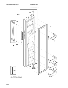 Freezer Door Diagram and Parts List for CRSEH267AW0  Frigidaire Refrigerator