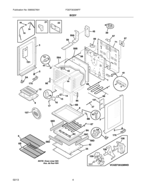 05 - BODY Diagram and Parts List for FGEF3032MFF  Frigidaire Range