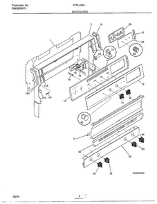 Backguard Diagram and Parts List for 2864-80B  Frigidaire Range