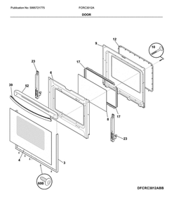 Door Diagram and Parts List for FCRC3012ABB  Frigidaire Range