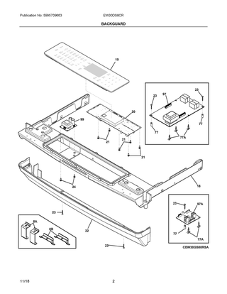 Backguard Diagram and Parts List for EW30DS8CRSE  Frigidaire Range