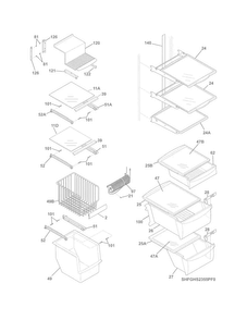 Shelves Diagram and Parts List for FGHS2355PF4  Frigidaire Refrigerator
