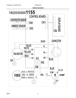 Wiring Diagram Diagram and Parts List for FFRE08L3S16  Frigidaire Air Conditioner