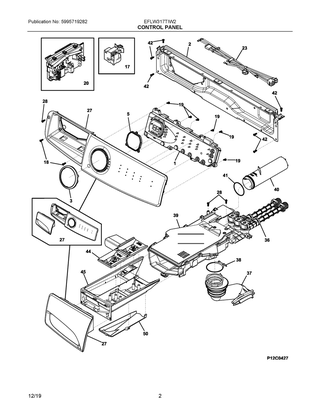 Control Panel Diagram and Parts List for EFLW317TIW2  Frigidaire Washer