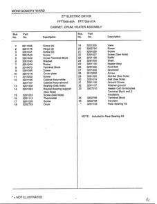Cabinet-drum-heater Assembly Page 2 Diagram and Parts List for 7308A  Frigidaire Dryer