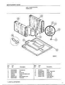 Air Conditioner Diagram and Parts List for 5198C  Frigidaire Air Conditioner
