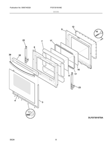 Door Diagram and Parts List for FFEF3016VWE  Frigidaire Range