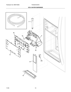 Ice And Water Dispenser Diagram and Parts List for FG4H2272UF04  Frigidaire Freezer