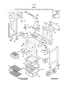 Body Diagram and Parts List for 79074039312  Kenmore Range