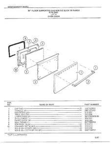 30` Floor/oven Door Diagram and Parts List for 2507A  Frigidaire Range