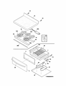 Top/drawer Diagram and Parts List for 79094243311  Kenmore Range
