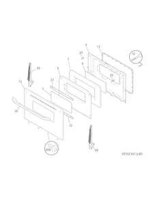Door Diagram and Parts List for FFGF3015LBF  Frigidaire Range