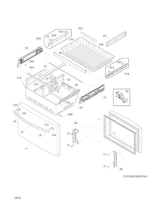 Freezer Drawer, Baskets Diagram and Parts List for FGHB2866PFFA  Frigidaire Refrigerator
