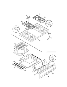 Top/drawer Diagram and Parts List for FGF316WGSG  Frigidaire Range