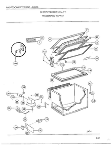 Chest Freezer 5 Cubic Feet Diagram and Parts List for 80503  Frigidaire Freezer