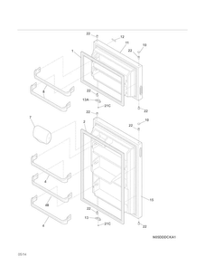 Doors Diagram and Parts List for 2536181401D  Kenmore Refrigerator
