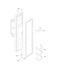 Freezer Door Diagram and Parts List for FFHS2622MBG  Frigidaire Refrigerator