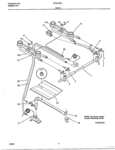Burner Diagram and Parts List for KTM-2803  Frigidaire Range