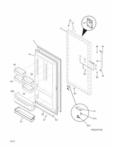 Door Diagram and Parts List for FGVU21F8QWA  Frigidaire Freezer