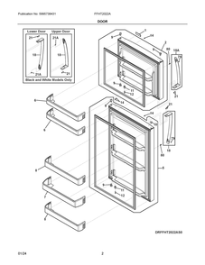 Door Diagram and Parts List for FFHT2022AS0  Frigidaire Refrigerator