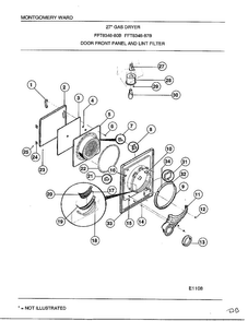 Door Front Panel And Lint Filter Diagram and Parts List for 8348B  Frigidaire Dryer