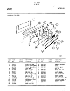 Gas Range Diagram and Parts List for 30-2759  Frigidaire Range