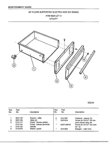 Utiltiy Diagram and Parts List for 4829A  Frigidaire Range