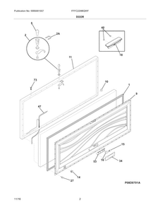 Door Diagram and Parts List for FFFC22M6QWF  Frigidaire Freezer