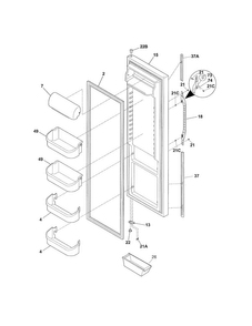 Refrigerator Door Diagram and Parts List for 25354663408  Kenmore Refrigerator