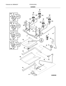 Burner Diagram and Parts List for FFGF3021ZWG  Frigidaire Range