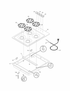 Maintop Diagram and Parts List for 79032409900  Kenmore Cooktop