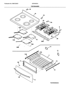 Top/Drawer Diagram and Parts List for GCRI305CAFB  Frigidaire Range