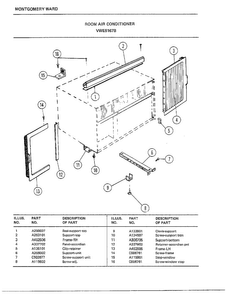 Room Air Conditioner Page 7 Diagram and Parts List for 5167B  Frigidaire Air Conditioner
