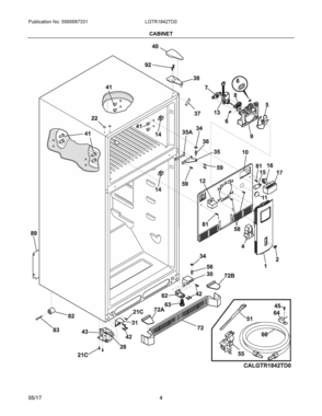03 - CABINET Diagram and Parts List for LGTR1842TD0  Frigidaire Refrigerator