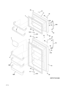 Doors Diagram and Parts List for FFHT1621QS0  Frigidaire Refrigerator