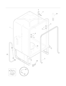 Tub Diagram and Parts List for DGBD2432KB1A  Frigidaire Dishwasher