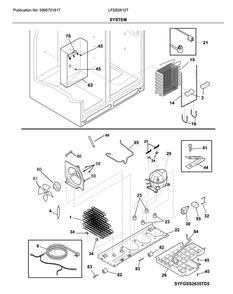 System Diagram and Parts List for LFSS2612TF4  Frigidaire Refrigerator