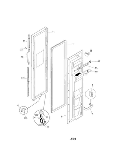 Freezer Door Diagram and Parts List for FRS20ZGGB3  Frigidaire Refrigerator
