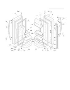 Fresh Food Door Diagram and Parts List for FGHF2344ME2  Frigidaire Refrigerator