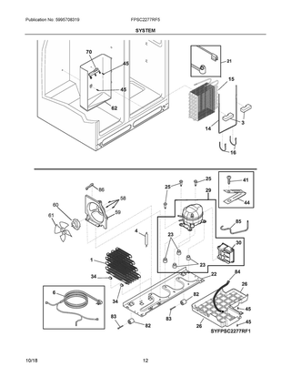 System Diagram and Parts List for FPSC2277RF5  Frigidaire Refrigerator