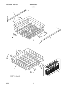 Racks Diagram and Parts List for GDPH4525AF0A  Frigidaire Dishwasher