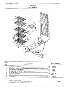 Shelf Assys, Cold Controls Diagram and Parts List for 40846-7D  Frigidaire Freezer