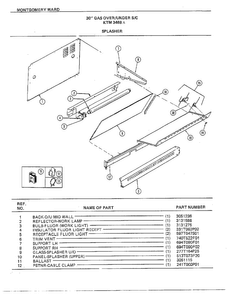 30" Gas Over/under Splasher Diagram and Parts List for 3468A  Frigidaire Range