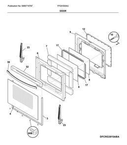 Door Diagram and Parts List for FFGH3054UBA  Frigidaire Range