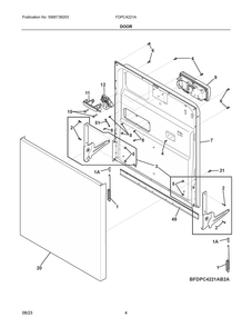 Door Diagram and Parts List for FDPC4221AS2A  Frigidaire Dishwasher