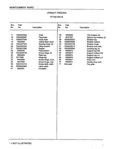 Upright Freezer Page 4 Diagram and Parts List for 46159A  Frigidaire Freezer