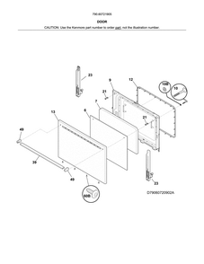 Door Diagram and Parts List for 79060721905  Kenmore Range