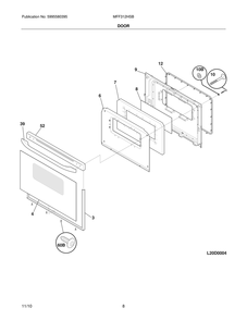 Door Diagram and Parts List for MFF312HSB  Frigidaire Range