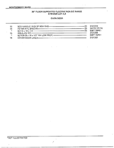 30" Floor/oven Door Page 2 Diagram and Parts List for 4428B  Frigidaire Range